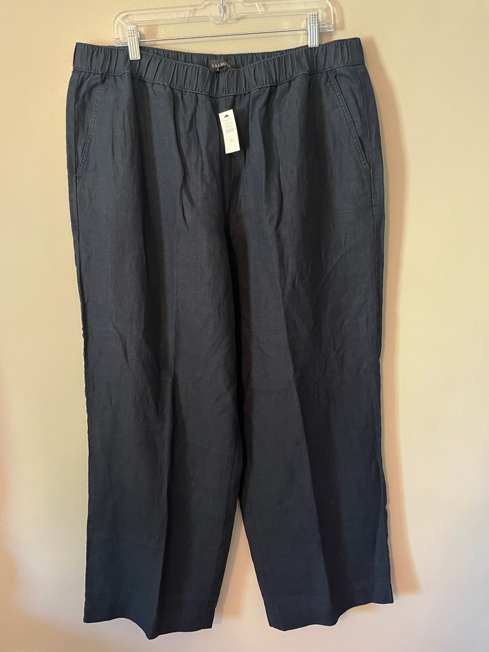 Talbots NEW 100% Linen Pants Full Length Blue Size XL Wide Leg NWT